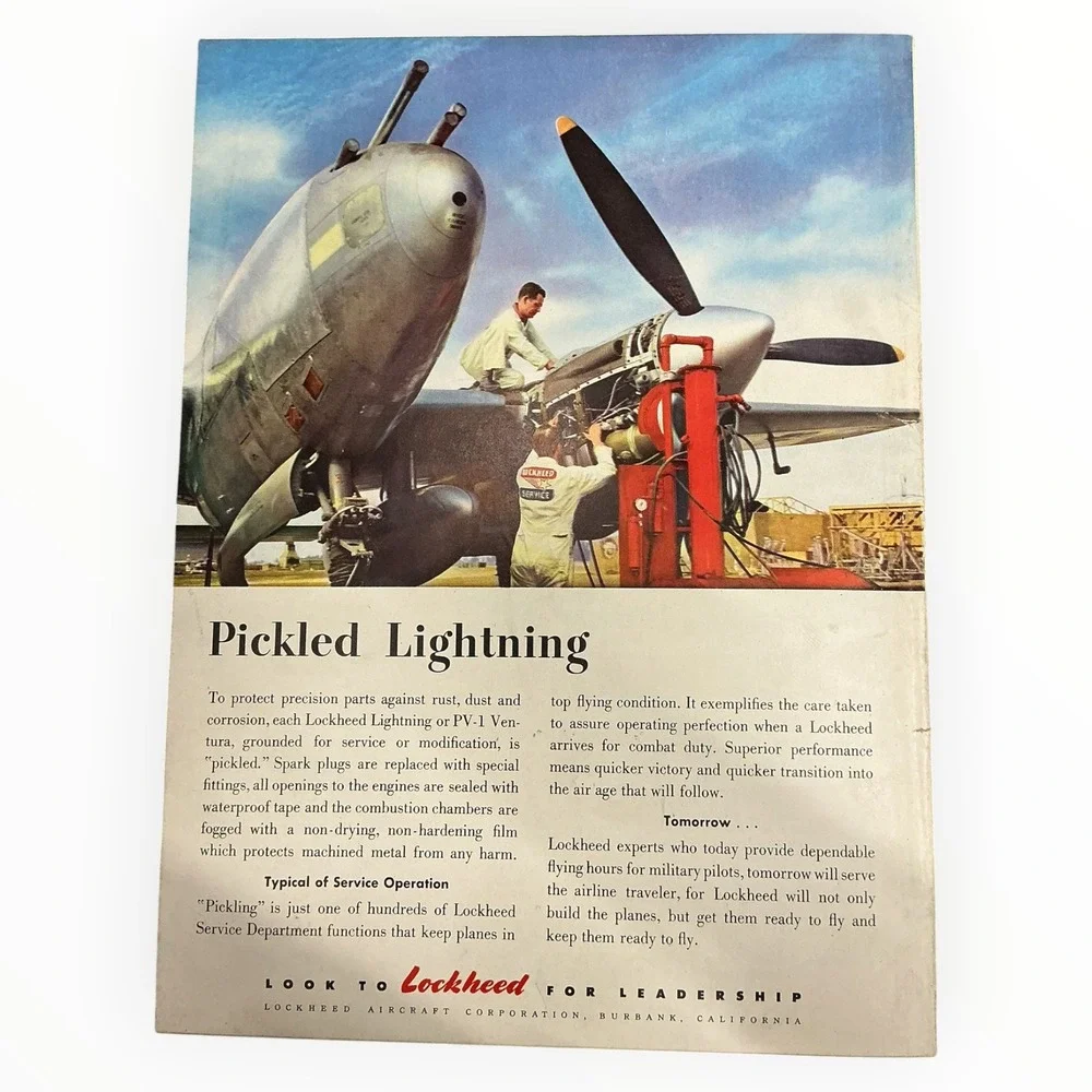 Flying Magazine August 1944 WWII P-38 Lightning Air Invasion Aviation